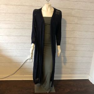 Monroe & Main Blue Knit Cardigan Duster S: Medium